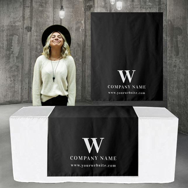 Custom Business Table Runner Banner Elegant Black Wandteppich (Custom Business Table Runner Banner Elegant Black Tapestry)