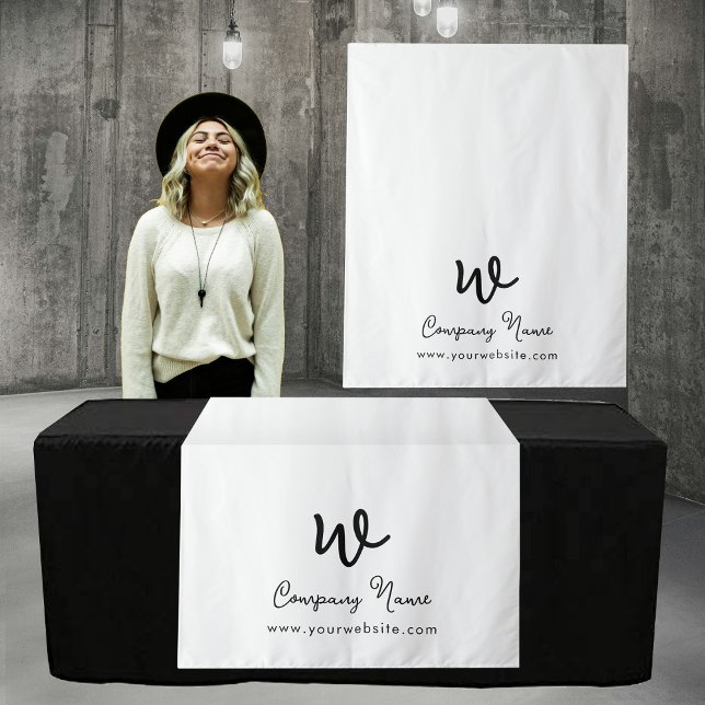 Custom Business Table Runner Banner Weißes Skript Wandteppich (Custom Business Table Runner Banner White Script Tapestry)