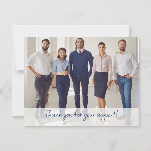 Custom Business Thank you Company Logo Name Photo  Mitteilungskarte (Rückseite)