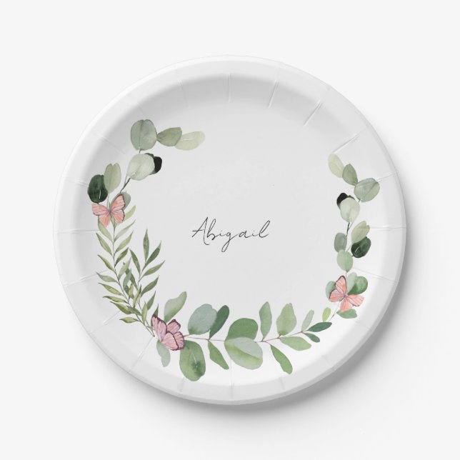 Custom Butterfly Baby Dusche Pappteller (Vorderseite)