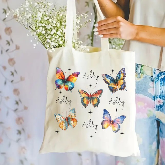 Custom Butterfly Bag für Bridesmaid, Mama & Friend Tragetasche (teacher gift bag, bridesmaid tote, bachelorette party bag, bridesmaid proposal gift, college student)