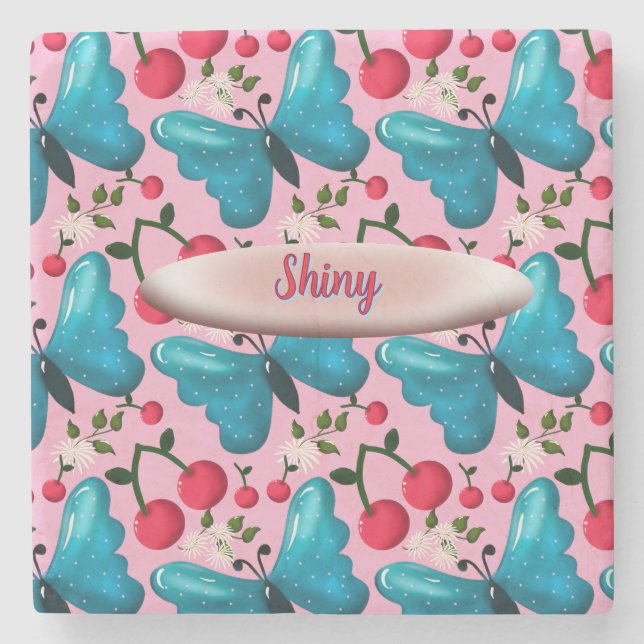 Custom butterfly floral pattern gift  steinuntersetzer (Vorderseite)