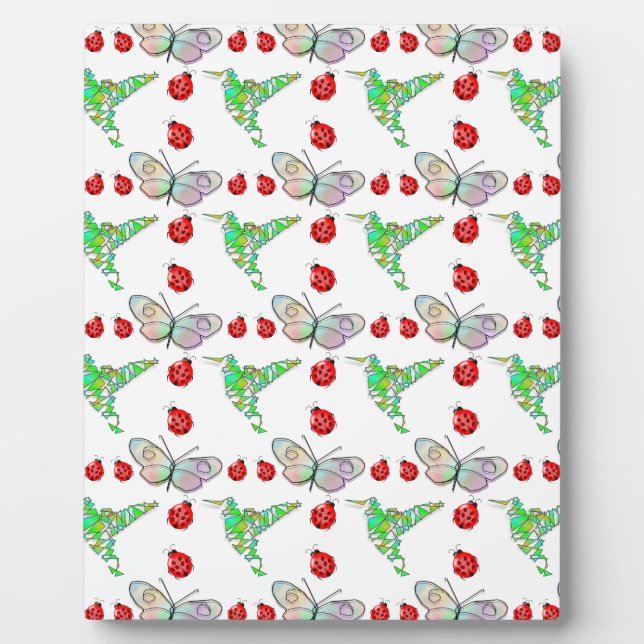 Custom Butterfly, Hummingbird und Ladybug Pattern Fotoplatte (Vorderseite)