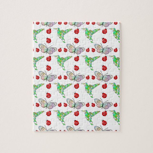 Custom Butterfly, Hummingbird und Ladybug Pattern Puzzle (Vertikal)