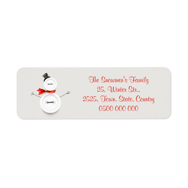 Custom Button Snowman Return Address Label (Vorne)