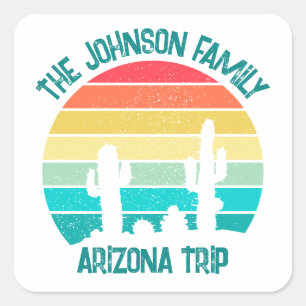 Custom Cactus Sunset Arizona Wüstenreise Quadratischer Aufkleber