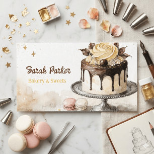 Custom Cakes Bakery Gebäck Wasserfarbe  Geschäft Visitenkarte