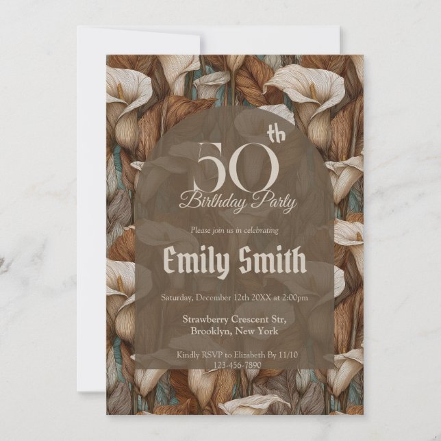 Custom Call Lilies Accent Women Birthday Einladung (Vorderseite)