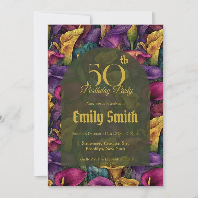 Custom Call Lilies Themed 20Th Birthday Einladung (Vorderseite)