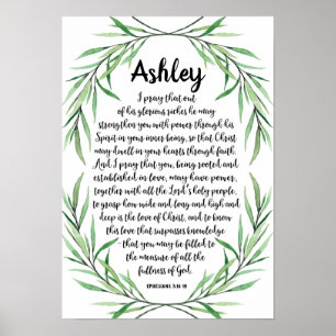 Custom Calligraphy Gebet Poster, Eph. 3:16-19 Poster