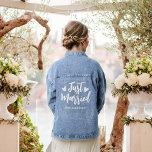 Custom Calligraphy Heart Just Married Name Wedding Jeansjacke<br><div class="desc">Custom Calligraphy Heart Just Married Name Wedding Denim Jacket</div>