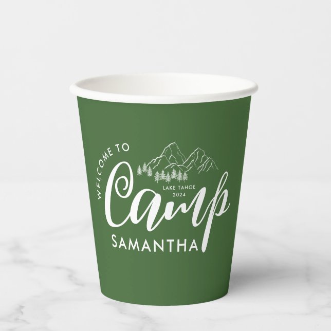Custom Camp Bachelorette Party Moderne Rustikal Pappbecher (Vorderseite)