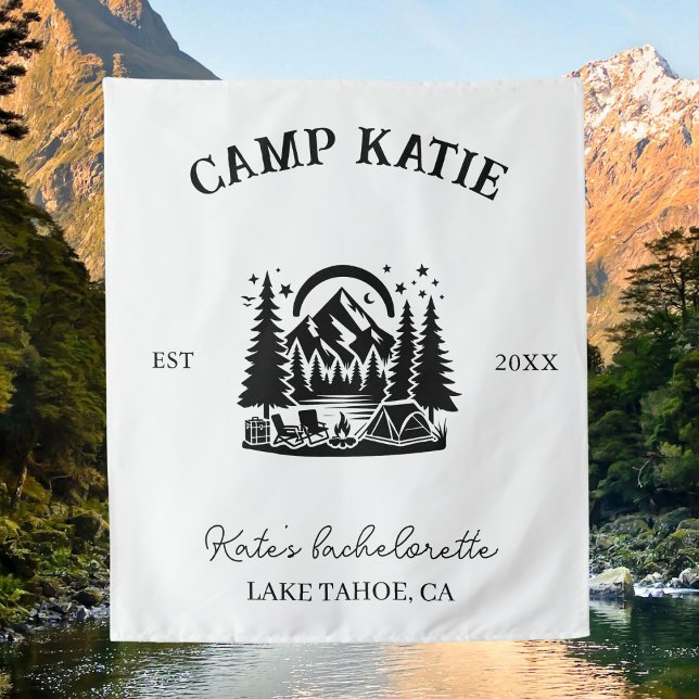 Custom Camp Junggeselinnen-Abschied Camping Bridal Wandteppich (Von Creator hochgeladen)