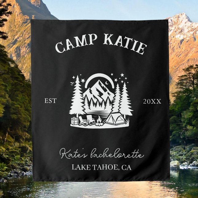Custom Camp Junggeselinnen-Abschied Camping Bridal Wandteppich (Von Creator hochgeladen)