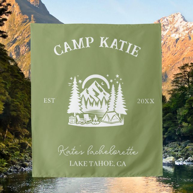 Custom Camp Junggeselinnen-Abschied Camping Bridal Wandteppich (Von Creator hochgeladen)