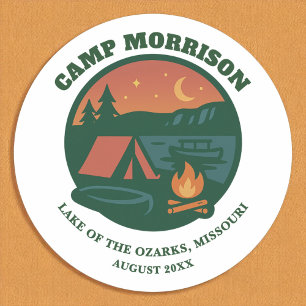 Custom Camp Lake Junggeselinnen-Abschied Glamping Runder Aufkleber