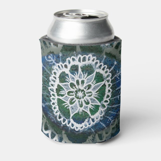 Custom Can Cooler Blue Mandala Edelweiss Dosenkühler (Kanne Rückseite)