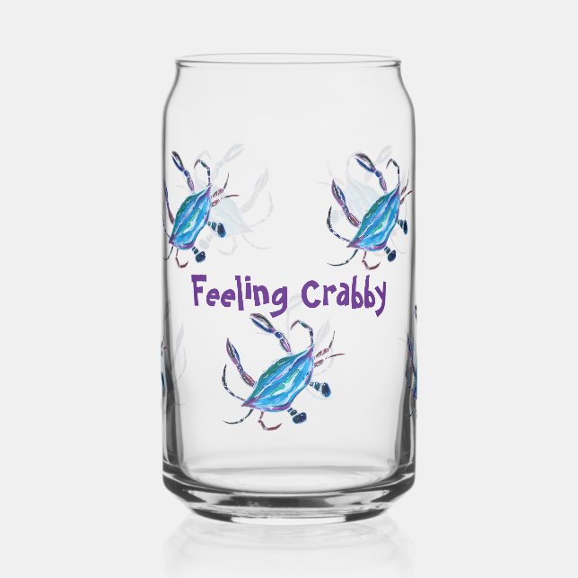 Custom Can Glass - "Gefühl Crabby" Blue Crabs Dosenglas (Links)