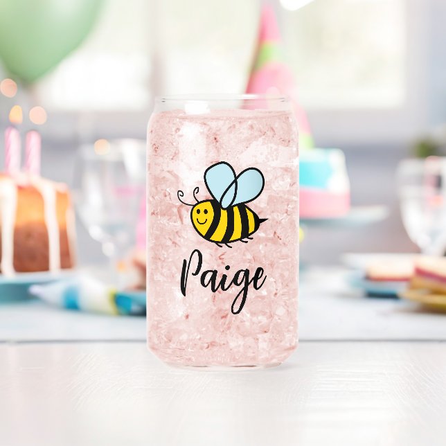Custom can glass with happy honey bee design dosenglas (Insitu (Geburtstag))