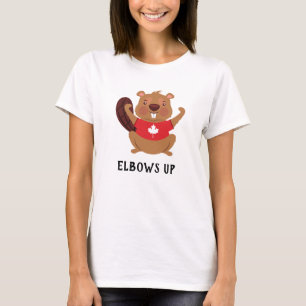 Custom Canada Beaver Elbos Up Funny T-Shirt