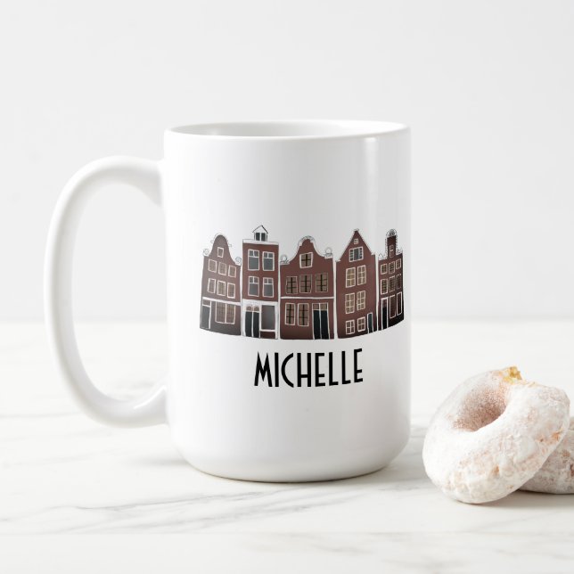 CUSTOM Canal Houses Row Amsterdam Holland Kaffeetasse (Mit Donut)