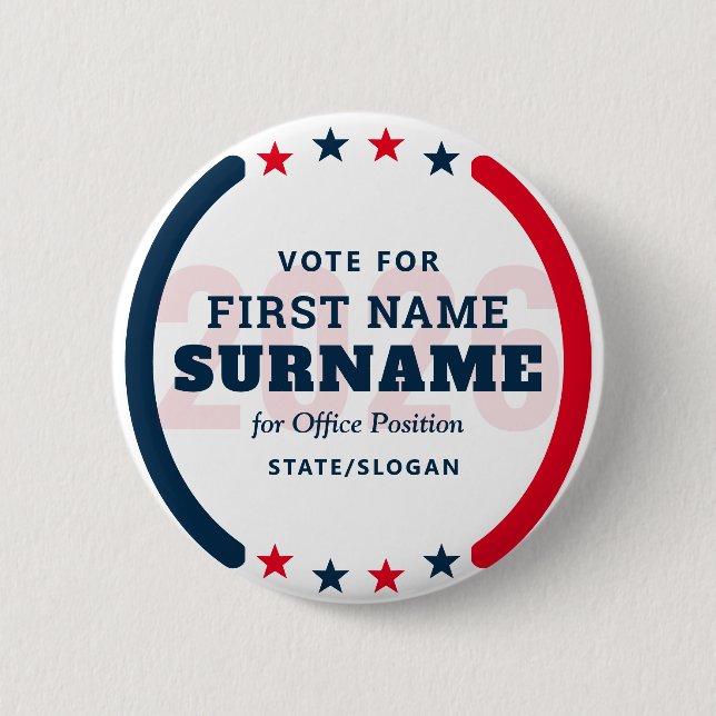 Custom Candidate Name Political Election Campaign Button (Vorderseite)