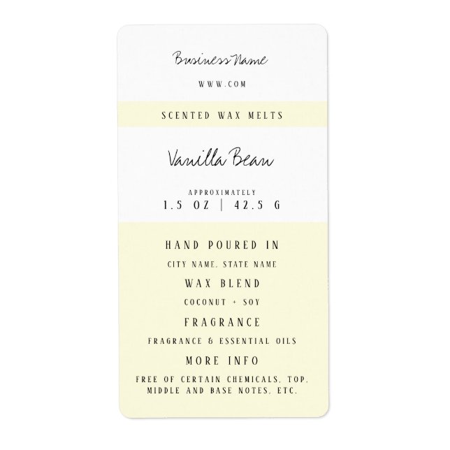 Custom Candle Wax Melt Labels (Vorne)