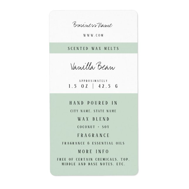 Custom Candle Wax Melt Labels (Vorne)