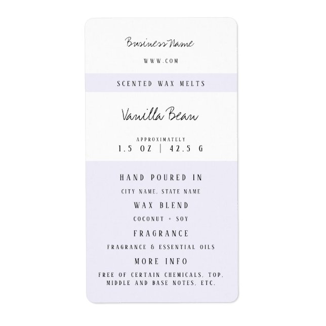 Custom Candle Wax Melt Labels (Vorne)