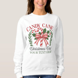 Custom Candy Cane Christmas Club Holiday Wreath Sweatshirt