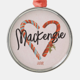 Custom Candy Cane Herzname Weihnachten Ornament Aus Metall