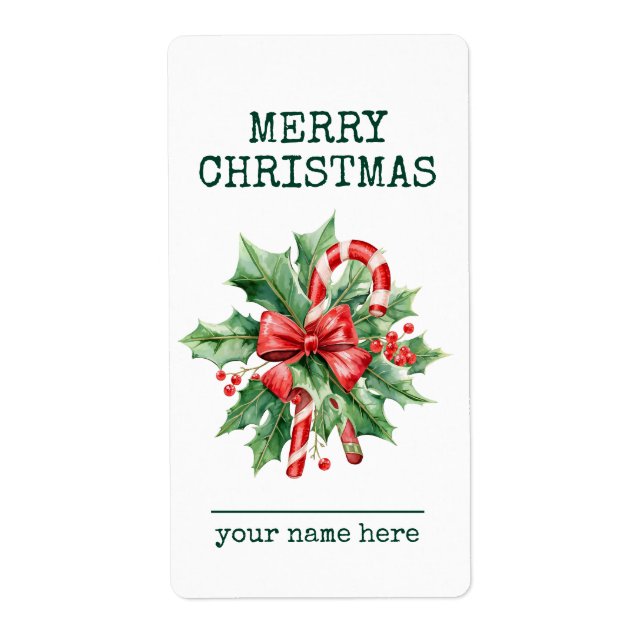 Custom Candy Cane Merry Christmas Gift Label (Vorne)