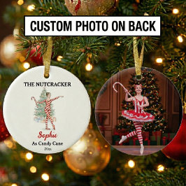 Custom Candy Cane Nutcracker Photo Christmas Keramik Ornament