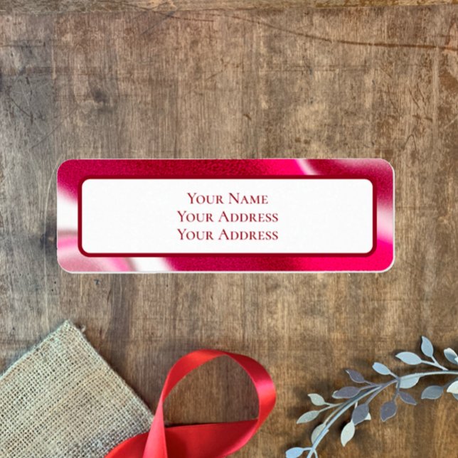 Custom Candy Cane Red Christmas Rücksendeadresse (Add your name and address to this cool red candy cane Christmas return address label. )
