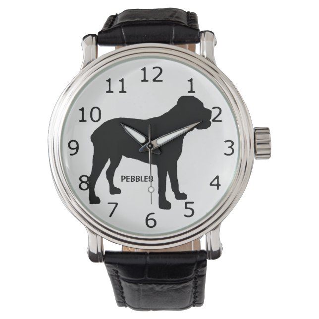 CUSTOM Cane Corso Dog Silhouette Armbanduhr (Vorderseite)