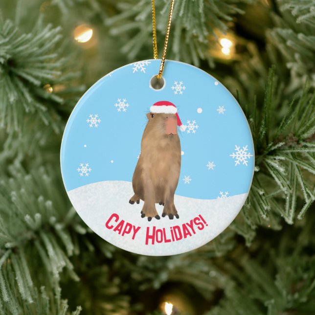 Custom Cape Holidays Funny Niedlich Capybara Pun Keramik Ornament (Baum)