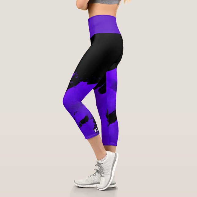 Custom Capri Leggings Pinsel Black & Violet (Links)