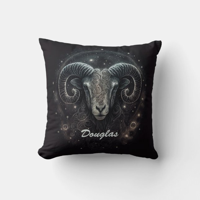 Custom Capricorn Zodiac Sign Black Kissen (Vorderseite)