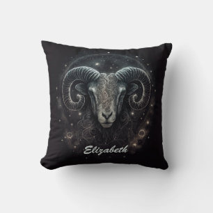 Custom Capricorn Zodiac Sign Black Kissen