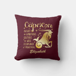 Custom Capricorn Zodiac Sign Gold Maroon Luxus Kissen