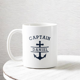 Custom Captain Boat Nautical Anchor Kaffeetasse