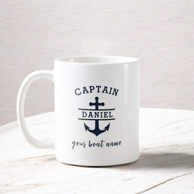 Custom Captain Boat Nautical Anchor Kaffeetasse (Von Creator hochgeladen)