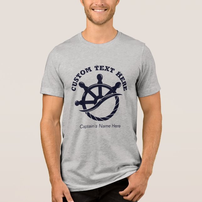 Custom Captain Boat Nautical Gift Tri-Blend Shirt (Vorderseite)