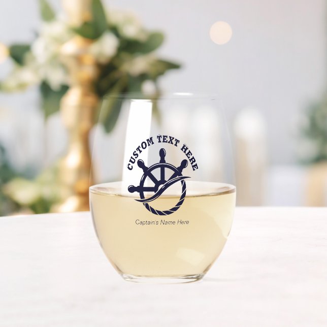 Custom Captain Boat Nautical Gift Weinglas Ohne Stiel (Insitu (Hochzeit))