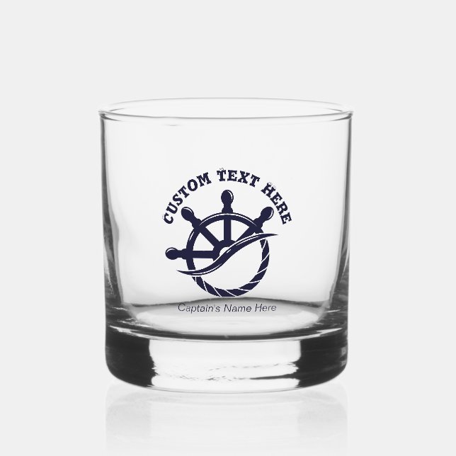 Custom Captain Boat Nautical Gift Whiskyglas (Rückseite)