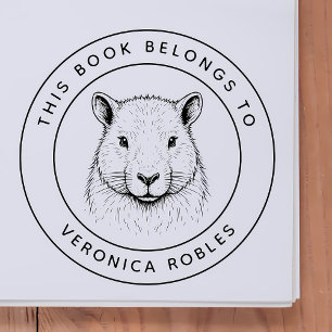 Custom Capybara Dieses Buch gehört zu Kid's Name Gummistempel