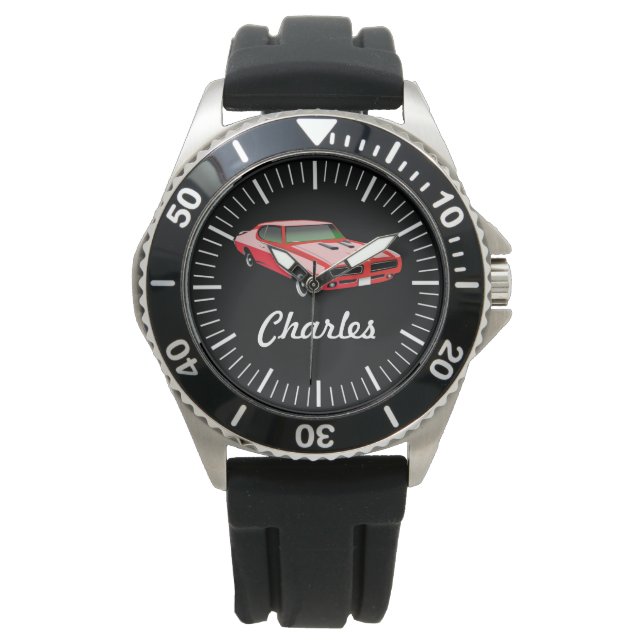 Custom Car Watch - Muskel Car Red Armbanduhr (Vorderseite)