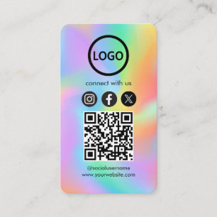Custom Card Social Media QR Code Rainbow Hologramm Visitenkarte