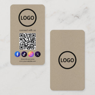 Custom Cards Social Media QR Code Kraft Papier Visitenkarte