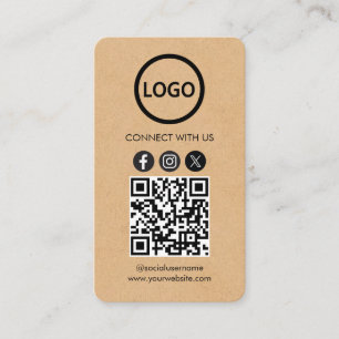 Custom Cards Social Media QR Code Kraft Papier Visitenkarte